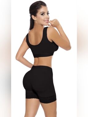 Sarali Mid-Thigh Double Butt Lifter Panty - Black - Size Medium